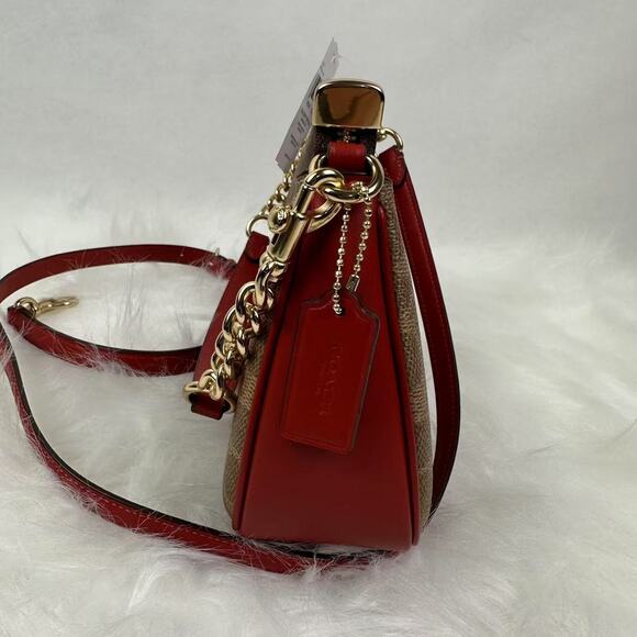 Coach Teri Shoulder Bag In Signature Canvas With Stripe In Tan Multi CAL81 NWT - Picture 3 of 10